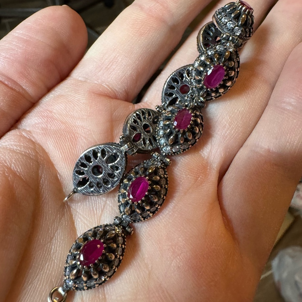Stunning Silver and Ruby Bracelet